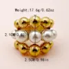 Wholesale Women's 304 Stainless Steel PVD Coated 14K Gold Plated Plating Hollow Out Inlay Round Pearl Rings Imitation Pearl Jewelry