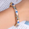 Wholesale China Cloisonne Bracelet Hollow Enamel Gold-plated Jewelry Women’s Fashion Wide Retro Bracelet Jewelry First