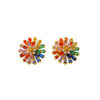 Wholesale 925 sterling silver copper alloy earring post, colored zircon daisy stud earrings, rainbow flower earrings