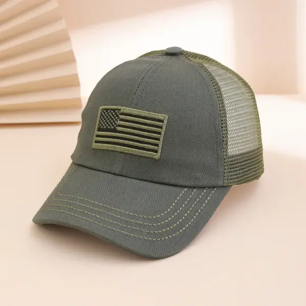 oly-e9b85f74721efd84644a870d725ce183 Wholesale American Flag Casual Baseball Cap For Adults With Curved Eaves, Made Of Polyester Featuring Embroidery