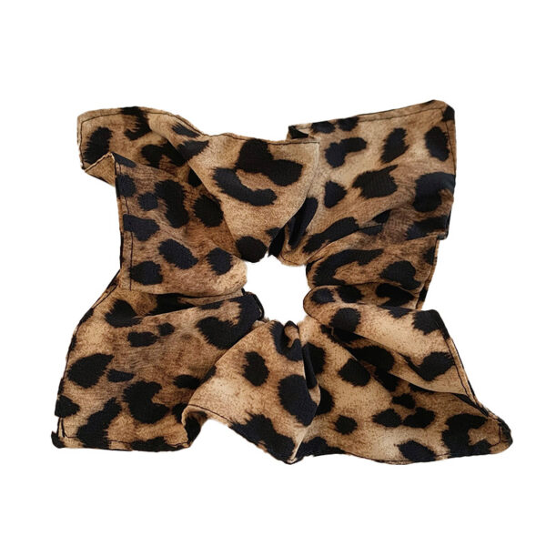 Wholesale square leopard print pleated hair ring vintage temperament hair rope fashion versatile personality headdress
