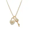 Wholesale Asymmetrical Key Necklace For Women In 304 Stainless Steel With 18K Real Gold Plating And Rhinestone Inlay, PVD Coated Cable Chain