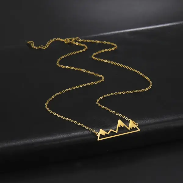 Wholesale Jewelry Simple Style Mountain 304 Stainless Steel Gold Plated Hollow Out Stainless Steel Necklaces