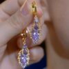 oly-e9fabe713d9d5db7ed985cbe82ae5f3f Wholesale style purple diamond leaf earrings women's light luxury niche design high temperament earrings
