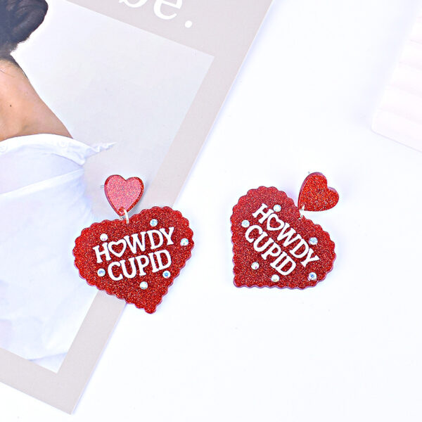 Wholesale  Valentine's Day earrings red pink purple lovely earrings Cupid letter earrings