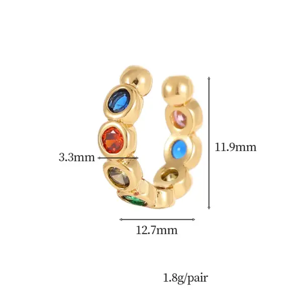 Wholesale For Women Clip Earrings In Copper With Zircon Inlay, 14K Real Gold Plated Finish