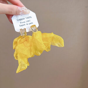 Zircon yellow mesh petal earrings