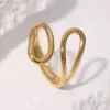Wholesale Trendy Stainless Steel Titanium Steel Open Ring For Women Simple Geometric Lines Fashionable Versatile Minimalist Style Ring