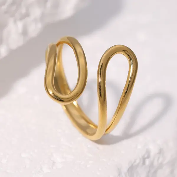 Wholesale Trendy Stainless Steel Titanium Steel Open Ring For Women Simple Geometric Lines Fashionable Versatile Minimalist Style Ring