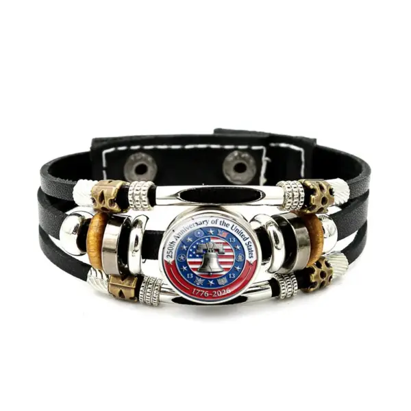 Wholesale Unisex Punk Weave Bracelet Made With Artificial Leather, Perfect For American National Day