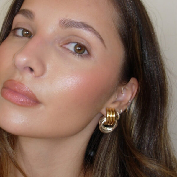 Wholesale 18K Gold and Silver Double Color Earrings Stereo Double Ring Simple 3-layer Coil Wound Earrings Earrings