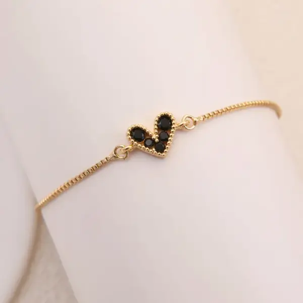 Wholesale Romantic Simple Style Heart Shape Copper Plating Inlay 18k Gold Plated Bracelets