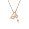 Wholesale Asymmetrical Key Necklace For Women In 304 Stainless Steel With 18K Real Gold Plating And Rhinestone Inlay, PVD Coated Cable Chain