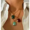 Wholesale 304 Stainless Steel SUNFLOWER (Jz001) Pearl PVD Coated Artificial Pearls Natural Stone Real Gold Plated Elegant Retro French Style Waterproof Non Tarnish Beaded Surgical Steel Snake Chain Lobster Trigger Clasp Closure Multicolor Gold Pendant Necklace