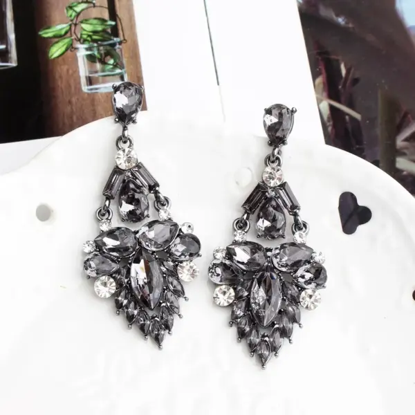 Wholesale Handmade Tropical Geometric Drop Earrings For Women In Golden Plated Zinc Alloy With Acrylic Inlay