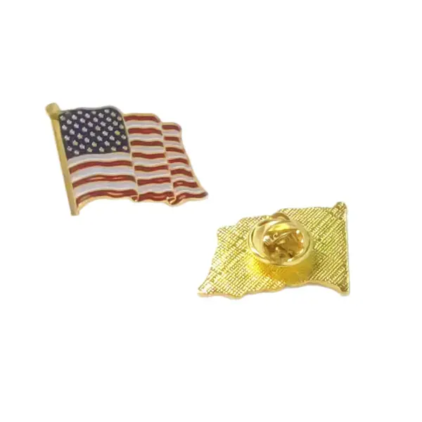 Wholesale Gold Painted American Flag Butterfly Buckle Brooch Foldable Neck Pin Zinc Alloy Patriotic Jewelry Accessories