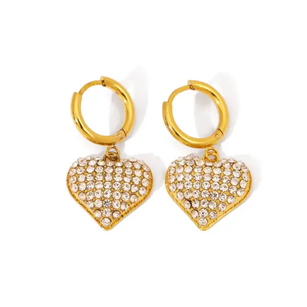 Wholesale High-end 304 Stainless Steel Heart-shaped Earrings Gentle Temperament Furnace Vacuum Electroplating 18K Real Gold Fashion Elegant Women's Earrings