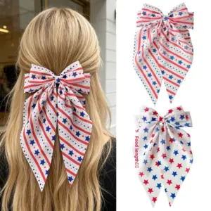 Wholesale American Flag Hairpin For Women In Spring, Made Of Chiffon, Perfect For Independence Day