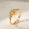 oly-ea7d17cbe31d219998abc443426f3213 Wholesale Copper 18K Gold Plated Inlay Sun Moon Artificial Rhinestones Open Rings