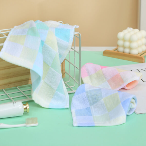 Wholesale Pure Cotton Square Towel Colorful Plaid Gauze Small Towel Children's Gauze Saliva Towel Kindergarten Handkerchief Towel