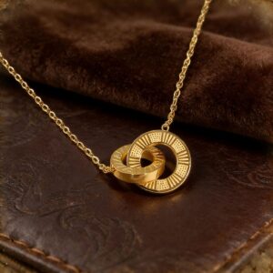 Wholesale Titanium steel colorfast Roman numeral double ring necklace, clavicle chain, sweater chain