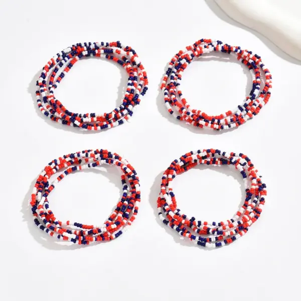 oly-eaae341887c42826b19f132427f62fe6 Wholesale Unisex Round Glass Beaded Bracelet In Bohemian Style, Perfect For Independence Day