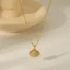 Wholesale 304 Stainless Steel Copper 18K Gold Plated Beach Simple Style Inlay Starfish Shell Fish Tail Artificial Pearls Zircon Pendant Necklace