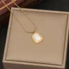 Wholesale PVD Coated 18K Gold Real Gold Plated Geometric Color Block Stainless Steel Shell Simple Style Waterproof Non Tarnish Jewelry Set