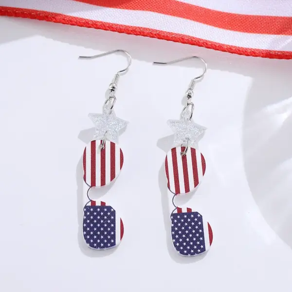 Wholesale Retro White Acrylic Star Drop Earrings For Women With 304 Stainless Steel Ear Pins Featuring Print Design