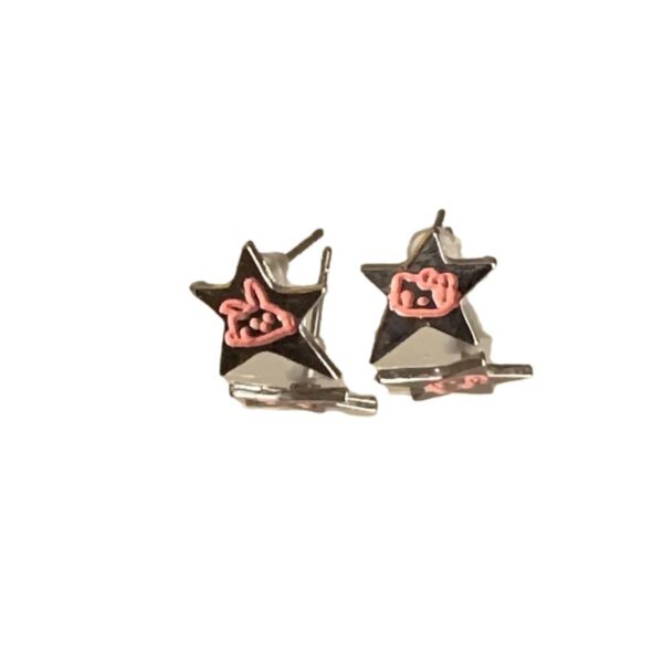 Wholesale Pink silver star rabbit ear clip women's unique earrings niche design high-grade earrings