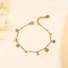 Wholesale Heart-shaped Bracelet 18K Gold Color Natural Stone Women's Bracelet Bohemian Floral Print Titanium Steel