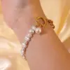 Wholesale 304 Stainless Steel Plastic Irregular Geometric Heart Shape PVD Coated 18K Real Gold Plated Wedding Vacation French Style Beaded OT Clasp Toggle Clasp Closure Lobster Trigger Clasp Closure Gold Bracelet Bracelets