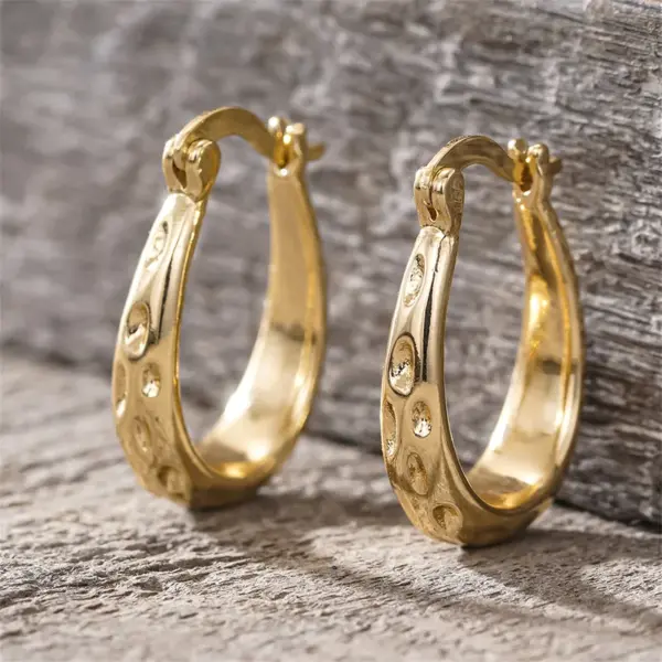Wholesale Three-dimensional Geometric Earrings For Women In Copper With KC Golden Water Plating And 0.03µm Thickness