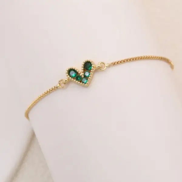 Wholesale Romantic Simple Style Heart Shape Copper Plating Inlay 18k Gold Plated Bracelets