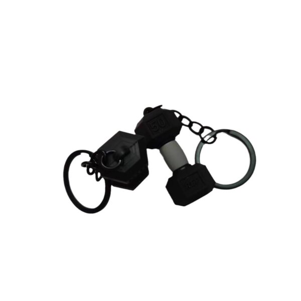 oly-eb1914d63a094b2aaef0bed55dc708ee Wholesale Dumbbell barbell key chain PVC soft rubber fitness equipment pendant sports pendant factory direct sales