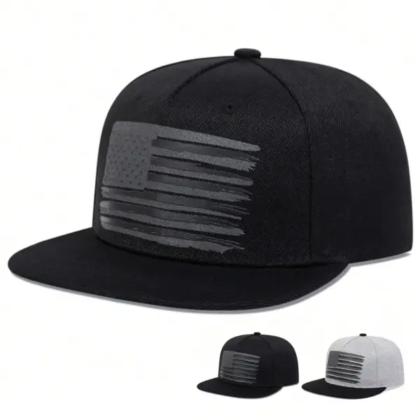 Wholesale American Flag Outdoor Hip-Hop Women Flat Brim Hat In Polyester With Printing, Adult Cap