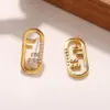 Wholesale Hypoallergenic Letter Stud Earrings For Women In Copper With KC Golden UV Plated Finish And Zircon Inlay