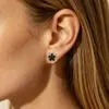 Wholesale Three-dimensional Flowers Stud Earrings For Women, Electroplated Copper With Golden Plated Finish And Zircon Inlay