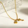 Wholesale Asymmetrical Key Necklace For Women In 304 Stainless Steel With 18K Real Gold Plated PVD Coating And Rhinestone Inlay On Cable Chain