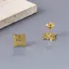 Wholesale 304 Stainless Steel Solid Color PVD Coated 18K Real Gold Plated 18K Gold Elegant Simple Style Classic Style Waterproof Non Tarnish Plating Ear Studs