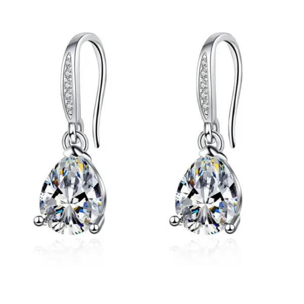 Wholesale Copper Zircon Water Droplets Simple Style Drop Earrings For Women's