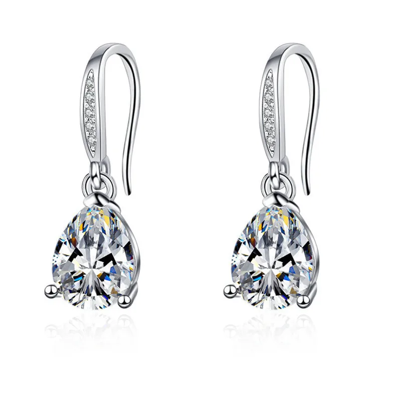 Wholesale Copper Zircon Water Droplets Simple Style Drop Earrings For Women's