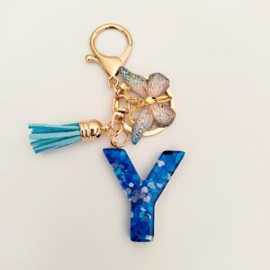 Blue letter keychain pendant/Y