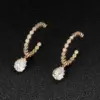 Wholesale Geometric Stud Earrings For Women With 925 Sterling Silver Posts, Copper Base, 14K Gold Plated, Zircon Inlay