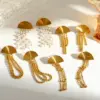 oly-eb58dacd51ce4448cef083510784c1b4 Wholesale Roman Style Sector Earrings For Independence Day, 304 Stainless Steel With 18K Real Gold Plated Coating 0.03µm Featuring Pearl Inlay