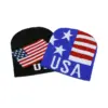 Wholesale Warm Knitted Hat Autumn Winter New Style USA American Flag Embroidery No-Cuff Men's Cap Personality Hip Hop Street Style Hat
