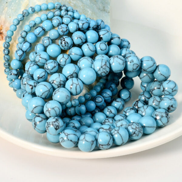 Wholesale Bohemian classic retro style single circle blue turquoise bracelet beads turquoise bracelet hand jewelry