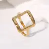 Wholesale PVD Coated Real Gold Plated 18K Gold Square 304 Stainless Steel Modern Style Simple Style Waterproof Non Tarnish Open Rings