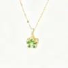 Wholesale Women’s Flowers Inlay Necklace With Artificial Rhinestones, 18K Real Gold Plated Copper, Water Plating, Featuring Lip Chain