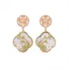 Wholesale Women’s Real Gold Plated Copper Drop Earrings Featuring Beaded Flowers Design